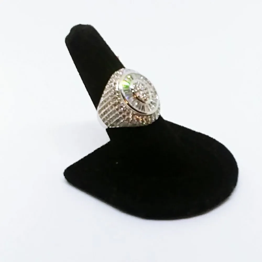 Simulated Diamond Ring in Silvertone Size 7